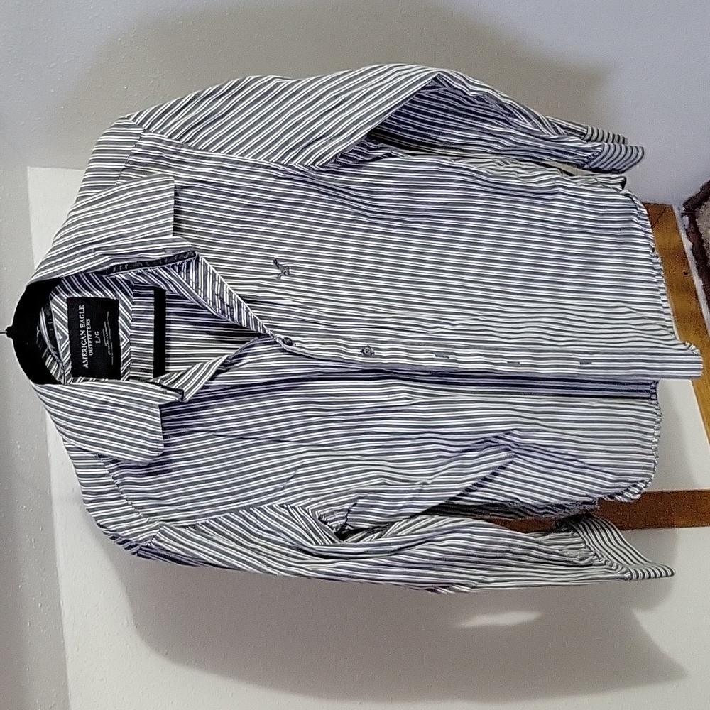 Striped long sleeve button-down shirt